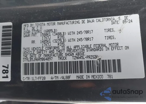 2024 Toyota Tacoma Sr5 z USA, uszkodzony, nr VIN 3TMLB5JN6RM064097